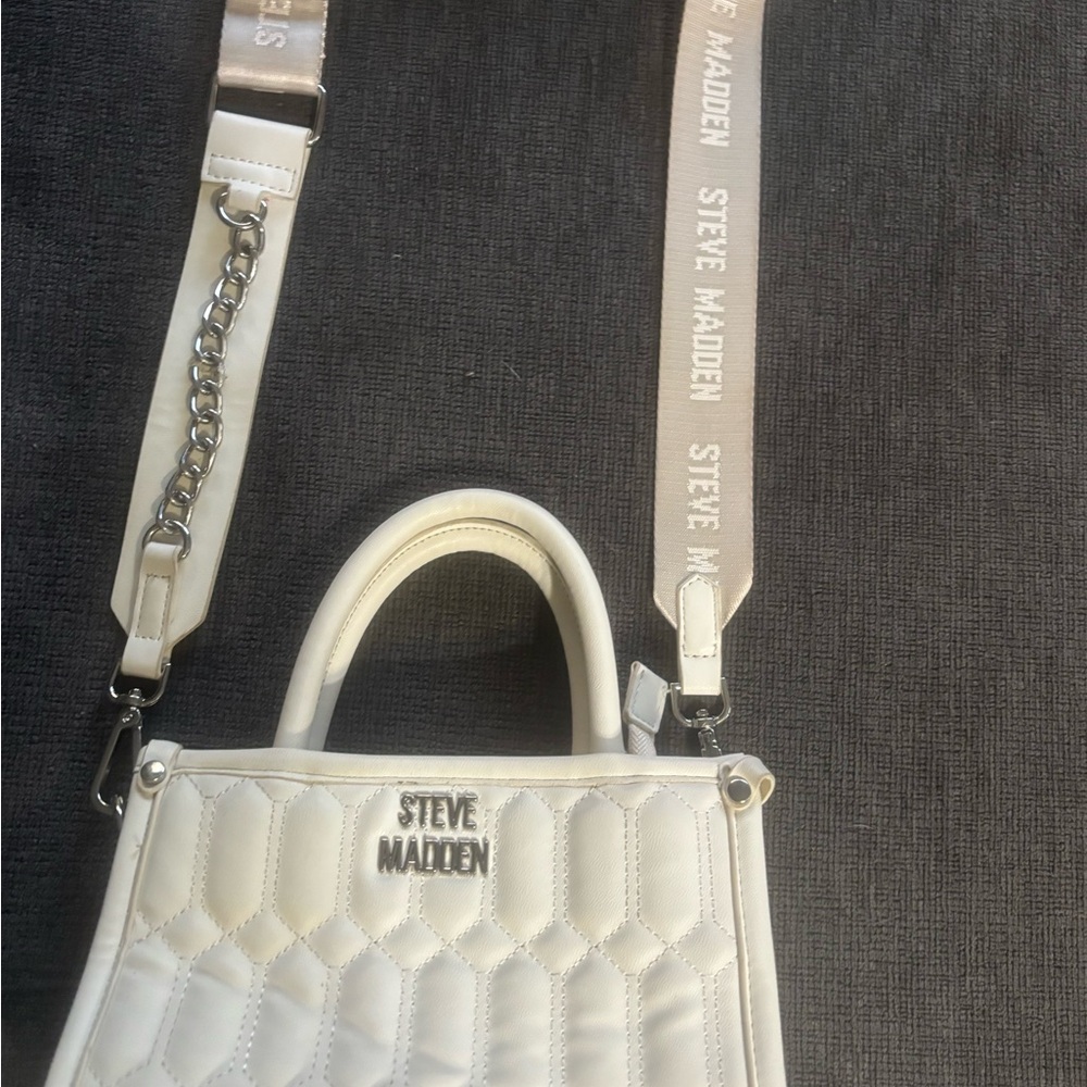 Steve Madden Cream Quilted Crossbody Bag